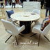 Penrose Round Walnut & Marble Effect Slatted 4-6 Seater Dining Table
