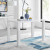 Pivero White High Gloss Dining Table and 4 Elephant Grey Milan Chairs Set