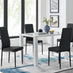 Pivero 4 White Dining Table and 4 Black Milan Black Leg Chairs