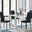 Pivero 4 White Dining Table and 4 Black Milan Black Leg Chairs