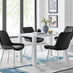 Pivero 4 White Dining Table and 4 Black Pesaro Silver Leg Chairs