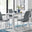 Pivero White High Gloss Dining Table And 4 Elephant Grey Isco Chairs Set