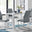 Pivero White High Gloss Dining Table And 4 Elephant Grey Lorenzo Chairs Set