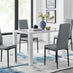 Pivero 4 White Dining Table and 4 Grey Milan Black Leg Chairs