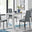 Pivero 4 White Dining Table and 4 Grey Milan Black Leg Chairs