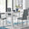 Pivero White High Gloss Dining Table and 4 Elephant Grey Milan Chairs Set
