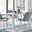 Pivero 4 White Dining Table and 4 Grey Pesaro Silver Leg Chairs