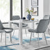 Pivero 4 White Dining Table and 4 Grey Pesaro Silver Leg Chairs