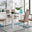 Pivero 6 White Dining Table and 6 Cappuccino Gold Leg Milan Chairs