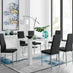 Pivero White High Gloss Dining Table And 6 Black Milan Chairs Set
