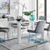 Pivero 6 White Dining Table and 6 Grey Pesaro Silver Leg Chairs