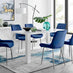 Pivero 6 White Dining Table and 6 Navy Pesaro Silver Leg Chairs