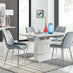 Renato 120cm High Gloss Extending Dining Table and 4 Navy Pesaro Silver Leg Chairs
