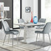 Renato 120cm High Gloss Extending Dining Table and 4 Navy Pesaro Silver Leg Chairs