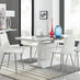 Renato 120cm High Gloss Extending Dining Table and 6 White Corona Silver Leg Chairs