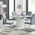 Renato 120cm High Gloss Extending Dining Table and 4 Grey Lorenzo Chairs