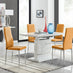 Renato 120cm High Gloss Extending Dining Table and 4 Mustard Milan Chairs