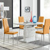 Renato 120cm High Gloss Extending Dining Table and 4 Mustard Milan Chairs