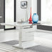 Renato 120cm High Gloss Extending Dining Table and 4 Navy Pesaro Silver Leg Chairs