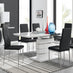Renato 120cm High Gloss Extending Dining Table and 6 Black Milan Chairs