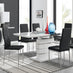 Renato 120cm High Gloss Extending Dining Table and 6 Black Milan Chairs