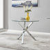 Selina Round Glass and Silver Square Leg Metal 4 Seater Dining Table