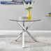Selina Chrome Round Square Leg Glass Dining Table And 4 Black Lorenzo Chairs Set