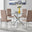 Selina Chrome Round Square Leg Glass Dining Table And 4 Cappuccino Beige Milan Chairs Set