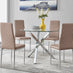 Selina Chrome Round Square Leg Glass Dining Table And 4 Cappuccino Beige Milan Chairs Set