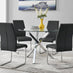 Selina Round Glass And Chrome Metal Dining Table And 4 Black Lorenzo Chairs Set