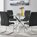 Selina Chrome Round Square Leg Glass Dining Table And 4 Black Lorenzo Chairs Set