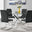 Selina Chrome Round Square Leg Glass Dining Table And 4 Black Lorenzo Chairs Set