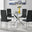 Selina Chrome Round Square Leg Glass Dining Table And 4 Black Milan Chairs Set