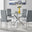 Selina Chrome Round Square Leg Glass Dining Table And 4 Elephant Grey Milan Chairs Set