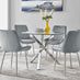 Selina Square Leg Round Dining Table And 4 Grey Pesaro Silver Leg Chairs