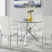 Selina Chrome Round Square Leg Glass Dining Table And 4 White Milan Chairs Set