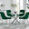 Selina Round Dining Table and 4 Green Pesaro Silver Leg Chairs