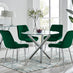 Selina Round Dining Table and 4 Green Pesaro Silver Leg Chairs