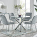 Selina Round Dining Table and 4 Grey Pesaro Silver Leg Chairs