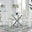 Selina Chrome Round Glass Dining Table and 4 White Milan Dining Chairs