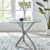 Selina Round Glass And Chrome Metal Dining Table And 4 White Lorenzo Chairs Set