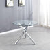 Selina Chrome Round Square Leg Glass Dining Table And 4 Cappuccino Beige Milan Chairs Set