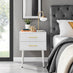 Taylor 2 Drawer White Bedside Table Gold Handles