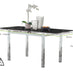 Enna Black Glass Extending Dining Table and 6 Grey Milan Chairs