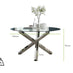Vogue Round Glass and Silver Metal Large 6 Seater Dining Table