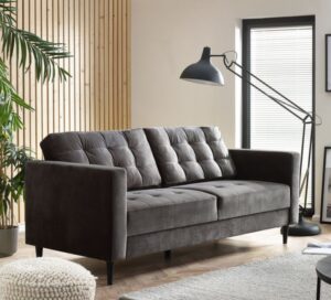 Jolene grey velvet 3 seat upholstered sofa