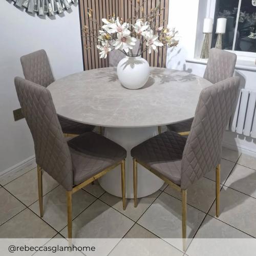 Palma Round Dining Table & Milan Dining Chairs